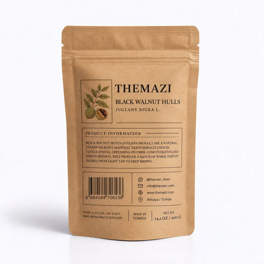 themazi Black Walnut Hull Powder packaging back – product information, net weight 400 g