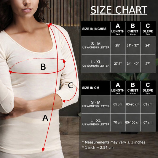 Merino Wool Long Sleeve Thermal Top for Women – Undyed