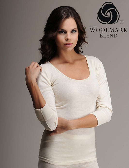 Merino Wool 3/4 Sleeve Ribana Top Tank