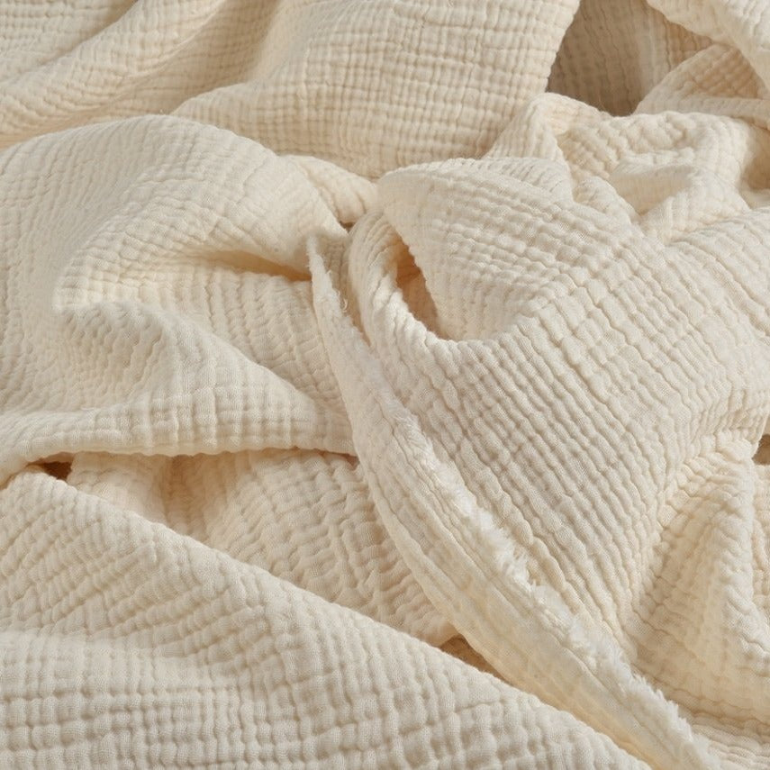 Buy 4 Layer Gauzed Muslin Fabric for Baby Blanket |Soft Muslin Textile, Natural Color