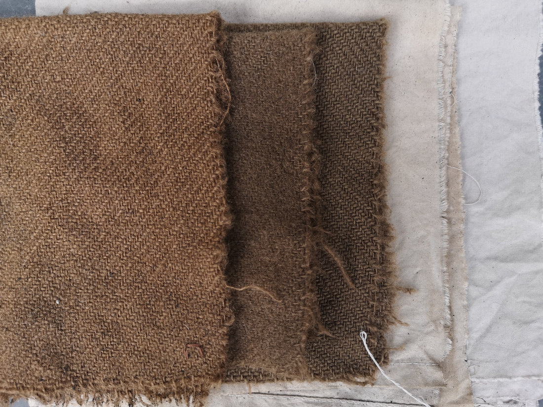 Linen fabric dyed with black walnut hull in light to dark brown