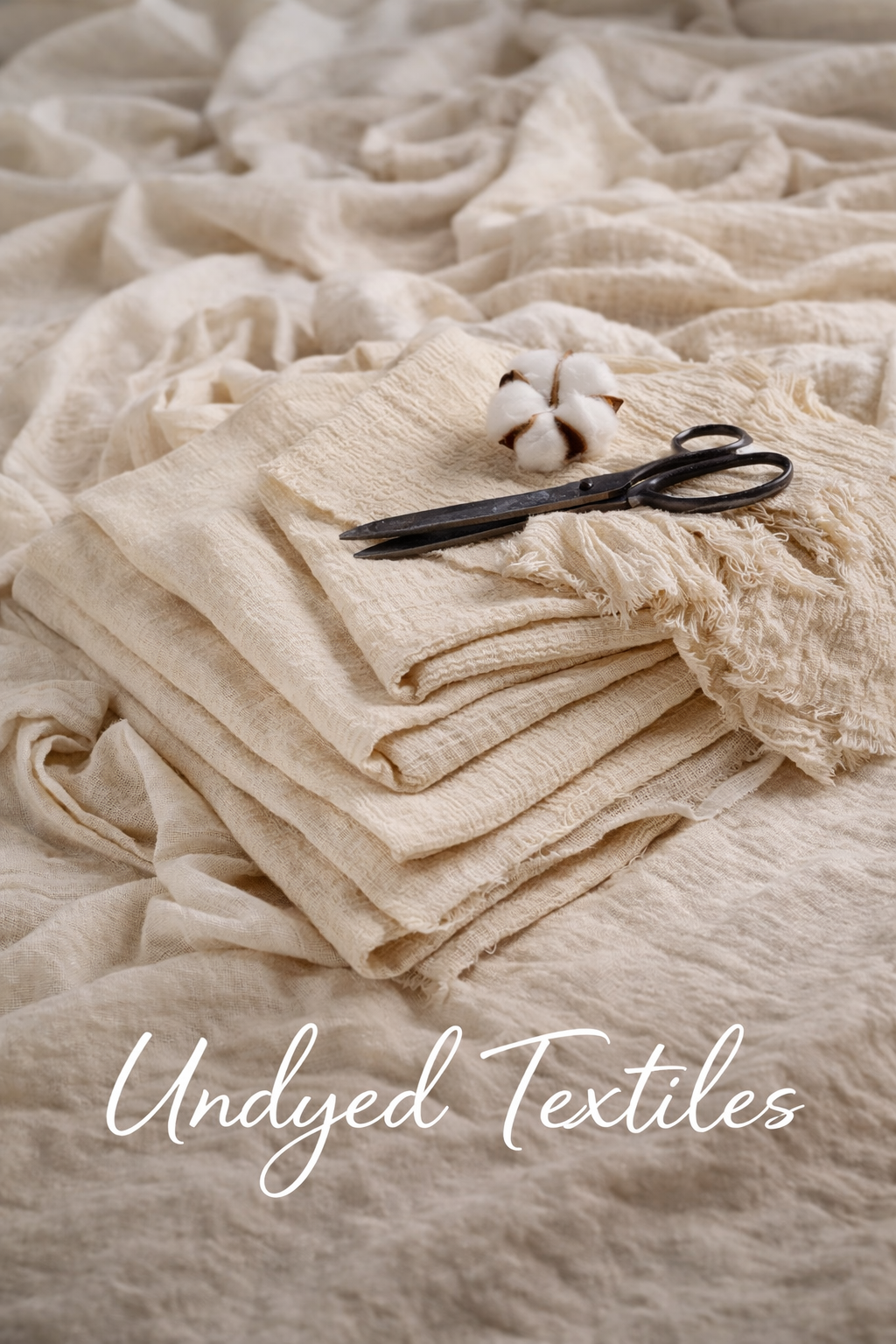 TheMazi undyed textiles collection featuring natural, unbleached cotton fabrics prepared for natural dyeing.