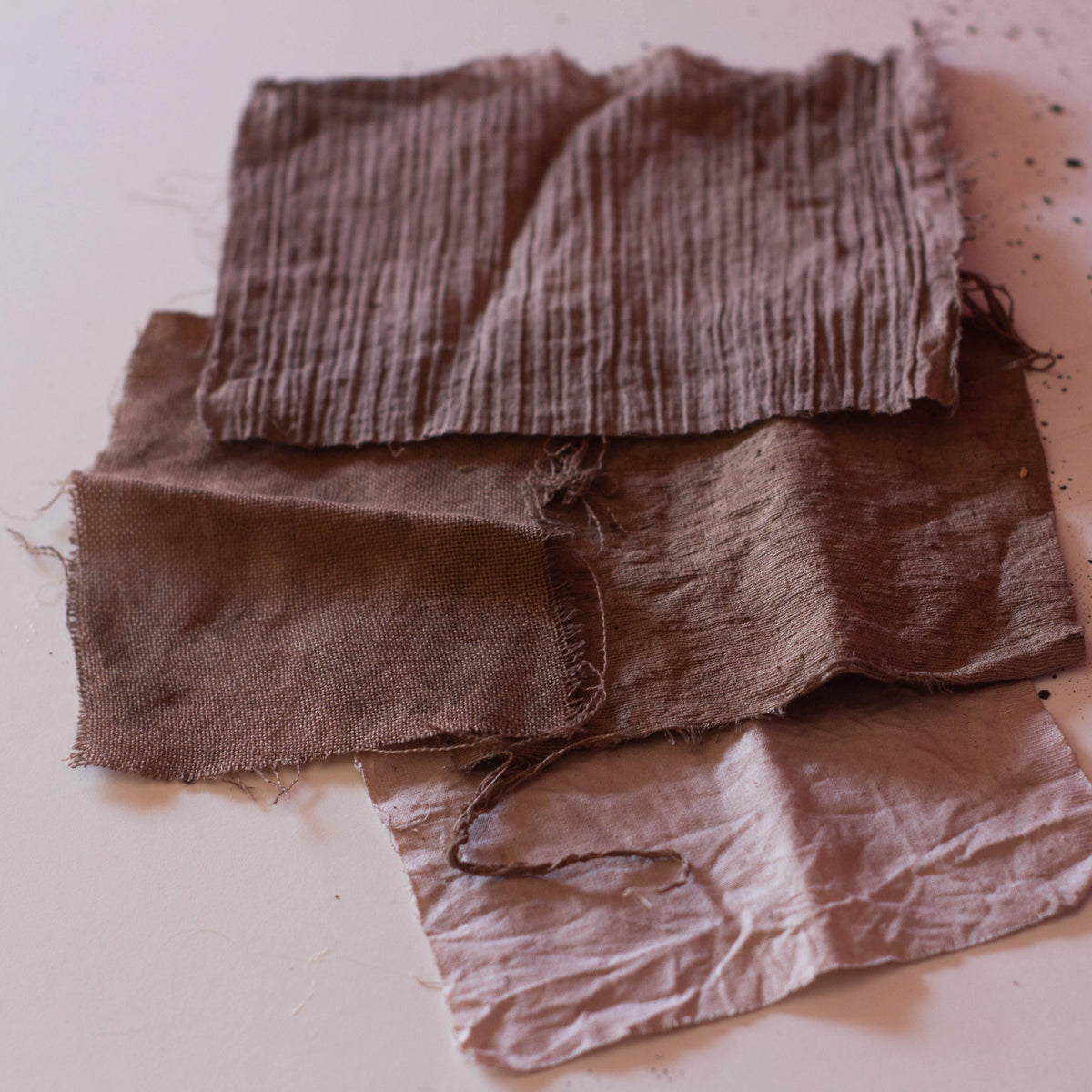 Natural brown dye: cotton dyed warm brown with black walnut hull powder