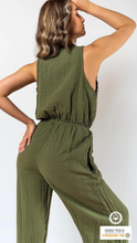 Load image into Gallery viewer, Muslin Jumpsuit with Cleavage Khaki

