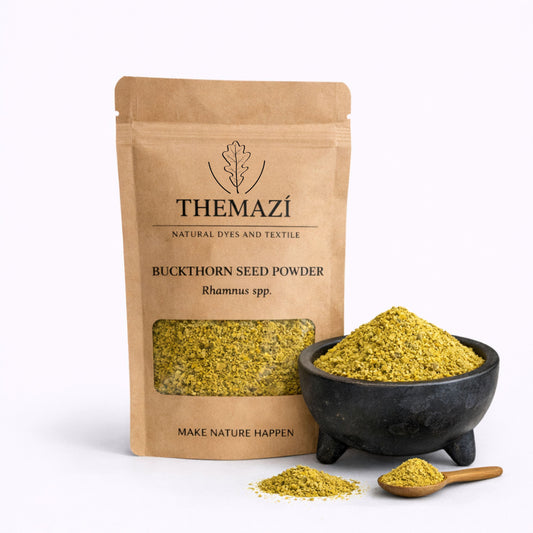 TheMazi buckthorn seed powder (Rhamnus) natural dye packaging