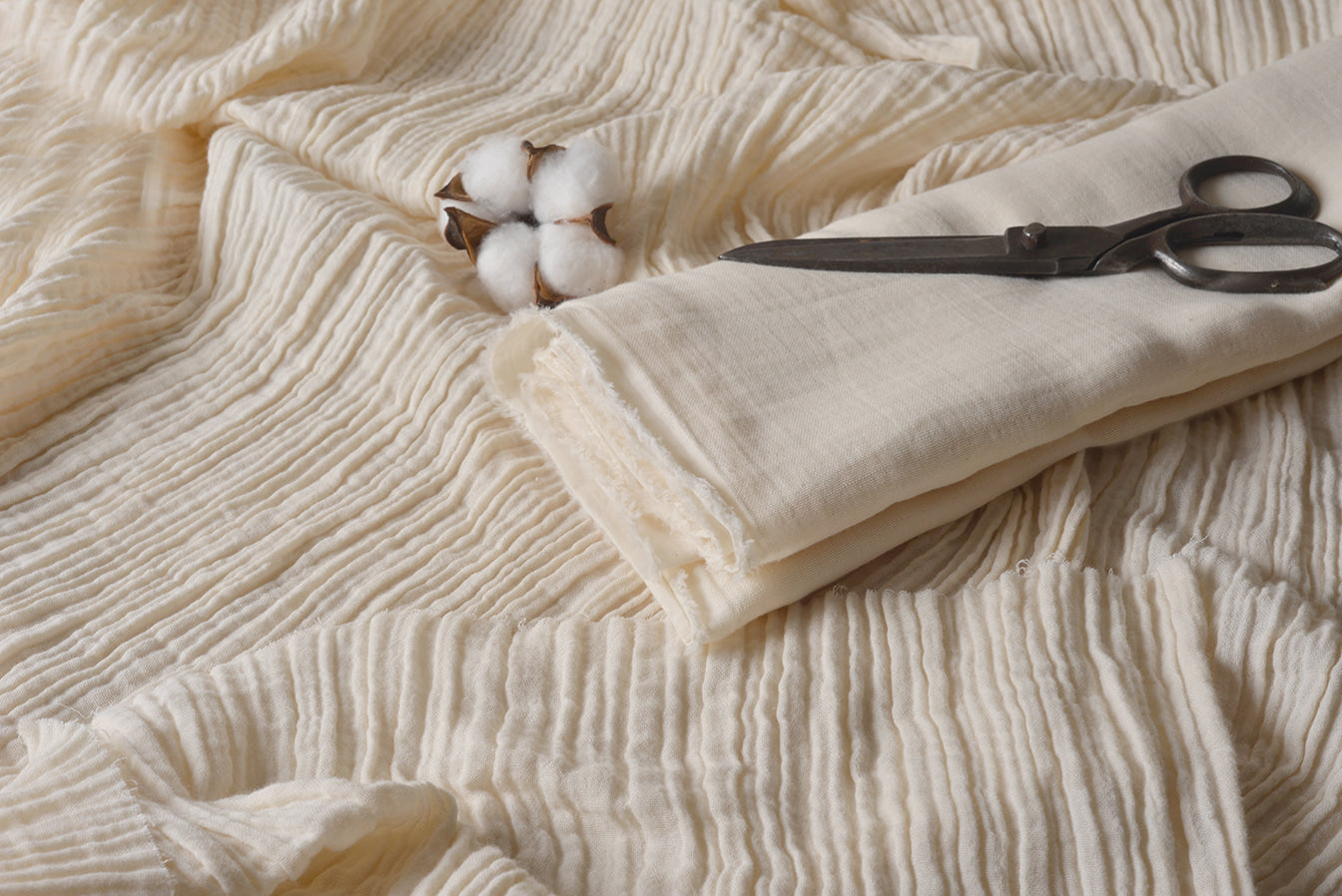 Double layer muslin fabric made from natural cotton, suitable for natural dyeing, produced in Turkey