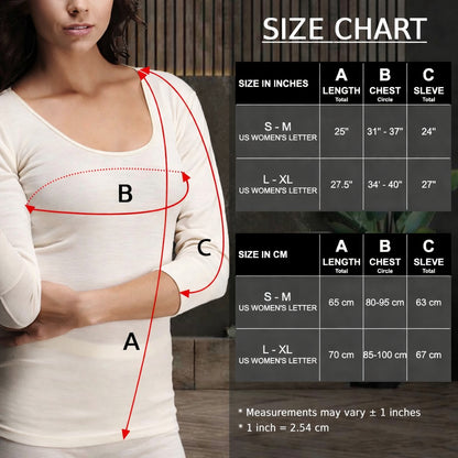 Merino Wool Long Sleeve Thermal Top for Women – Undyed