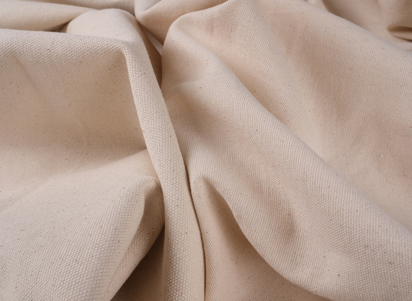 Natural undyed cotton canvas fabric with soft drape, suitable for natural dyeing, sewing, and textile experiments