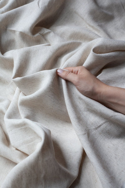 Undyed linen cotton blend fabric with natural texture, suitable for natural dyeing and hand dye projects