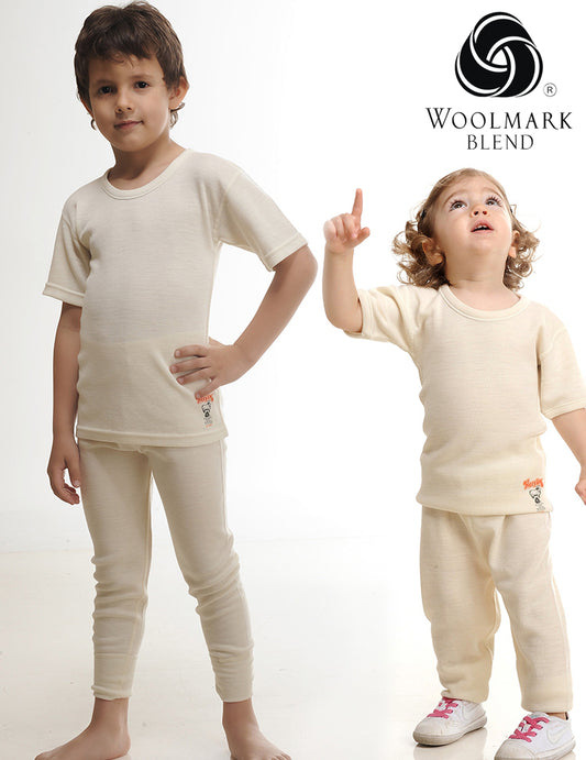 Conjunto de camisa y pantalón de lana merina para niños
