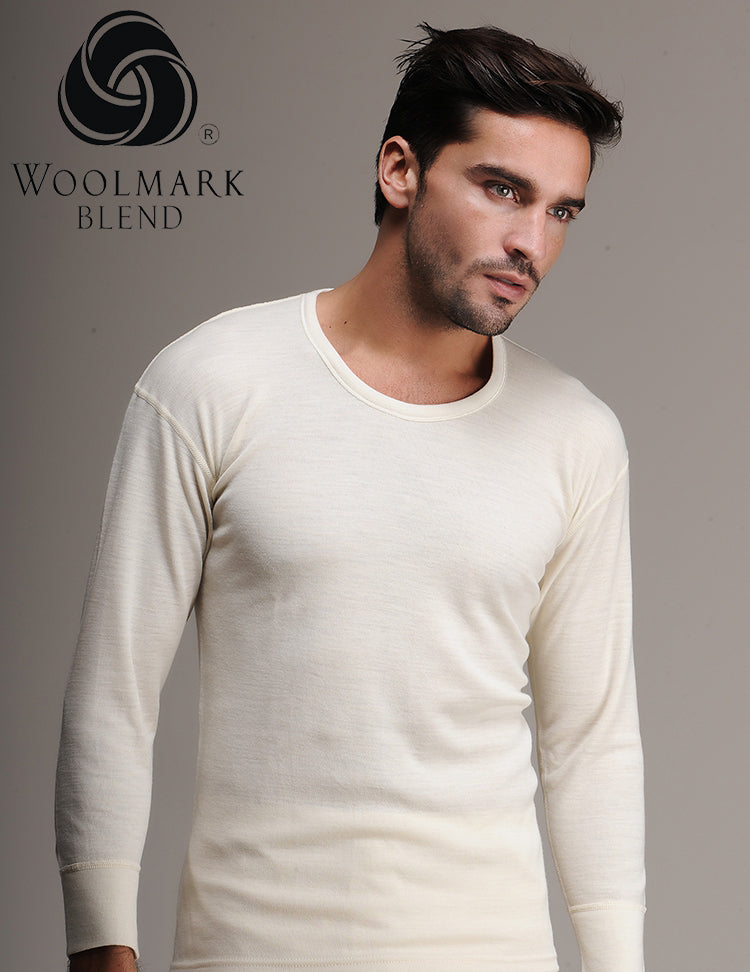 Camiseta interior térmica de hombre de manga larga de lana merina