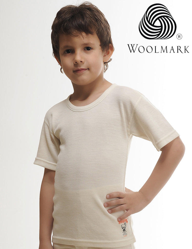 Kortærmet skjorte i merinould til børn