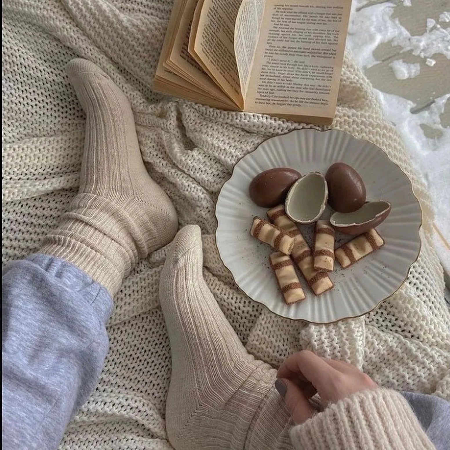 Undyed cotton socks worn after natural dye application testing