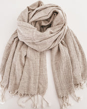 Load image into Gallery viewer, T5. Linen &amp; Cotton Scarf, Gauzed and Soft
