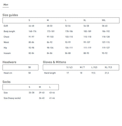 Size chart for 100% Merino wool men’s undershirt tank sleeveless, offering detailed measurements for a perfect fit