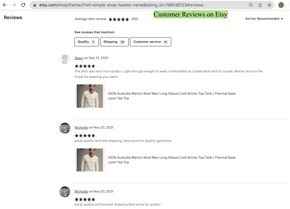 Customer reviews for 100% Merino wool short sleeve tank top, showcasing user feedback and satisfaction